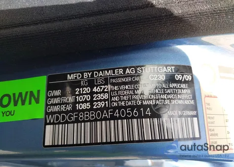 2010 Mercedes-Benz C 300 Sport 4Matic from USA, damaged, VIN WDDGF8BB0AF405614